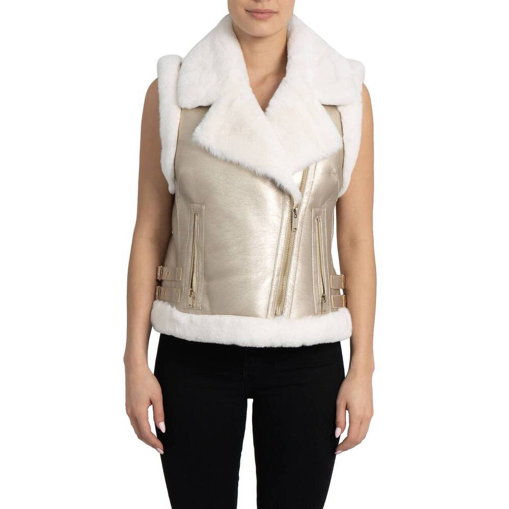 NEW LOVE TOKEN zoe moto vest in gold